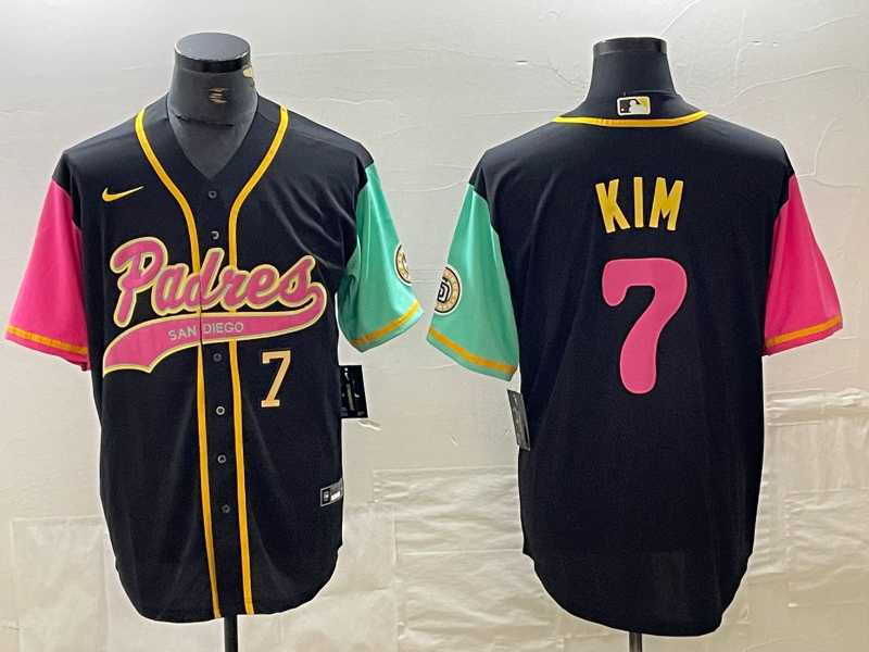 Men%27s San Diego Padres #7 Ha Seong Kim Number Black NEW 2023 City Connect Cool Base Stitched Jersey